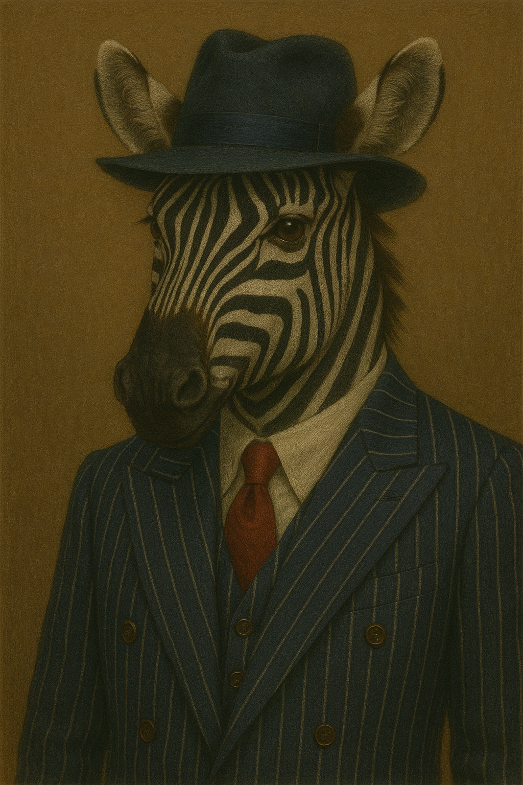 Zebra in pinstripes