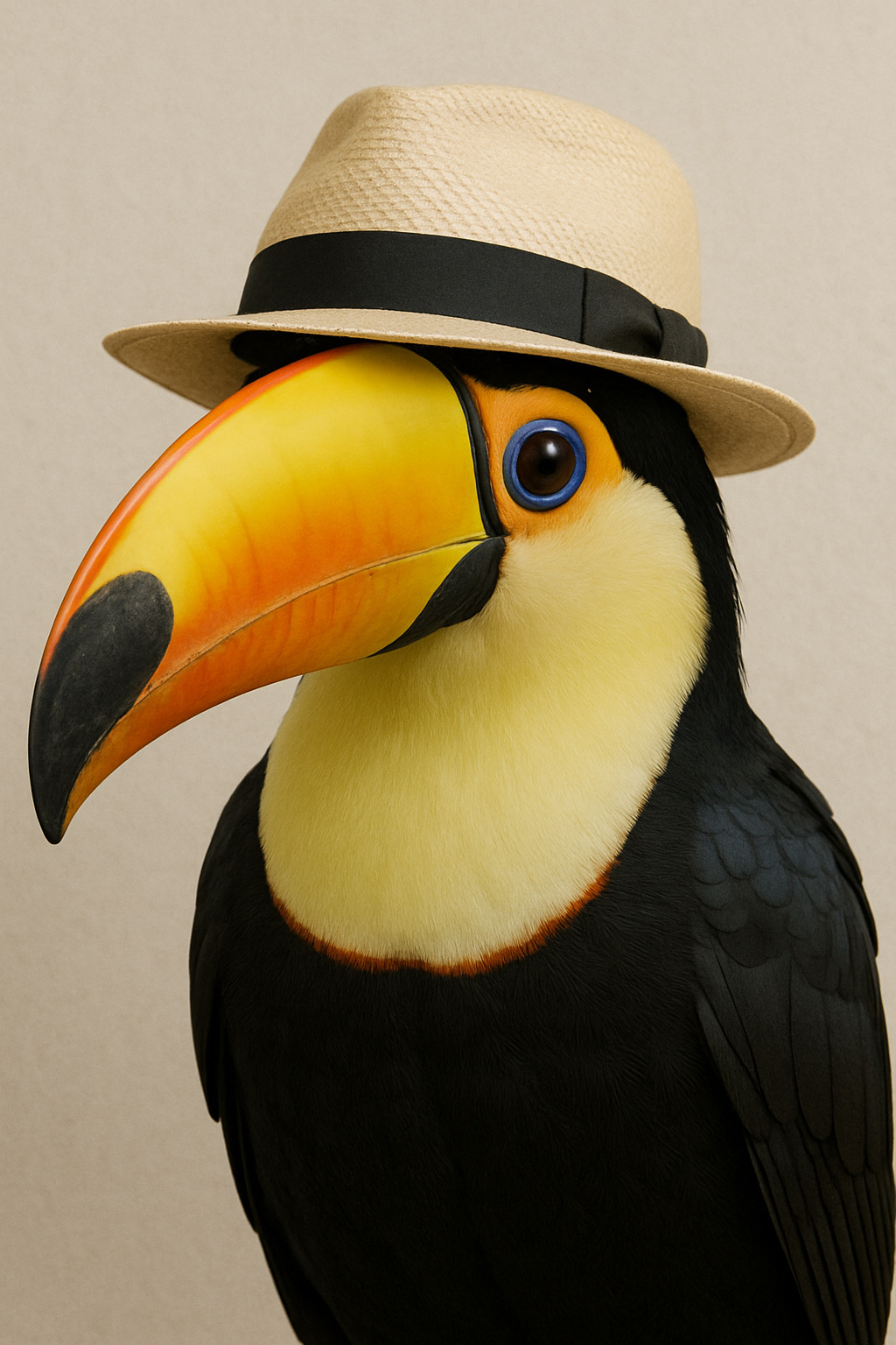 Toucan with panama hat